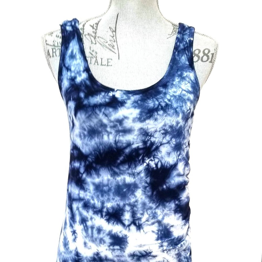Midi Dress - Blue and White Tie Dye